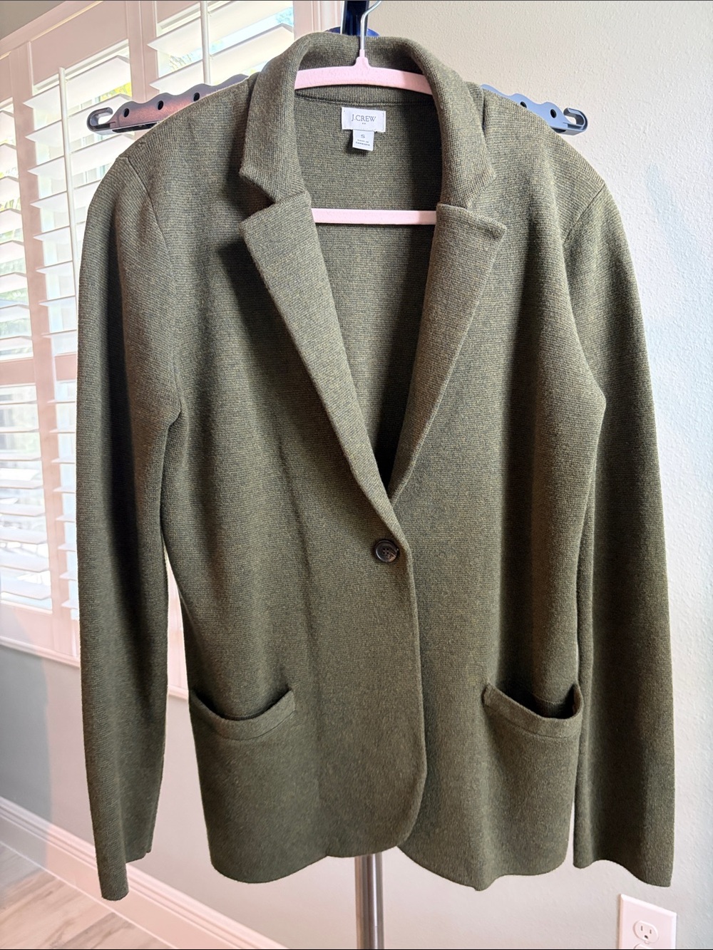 J. Crew Olive Knit Single-Button Blazer